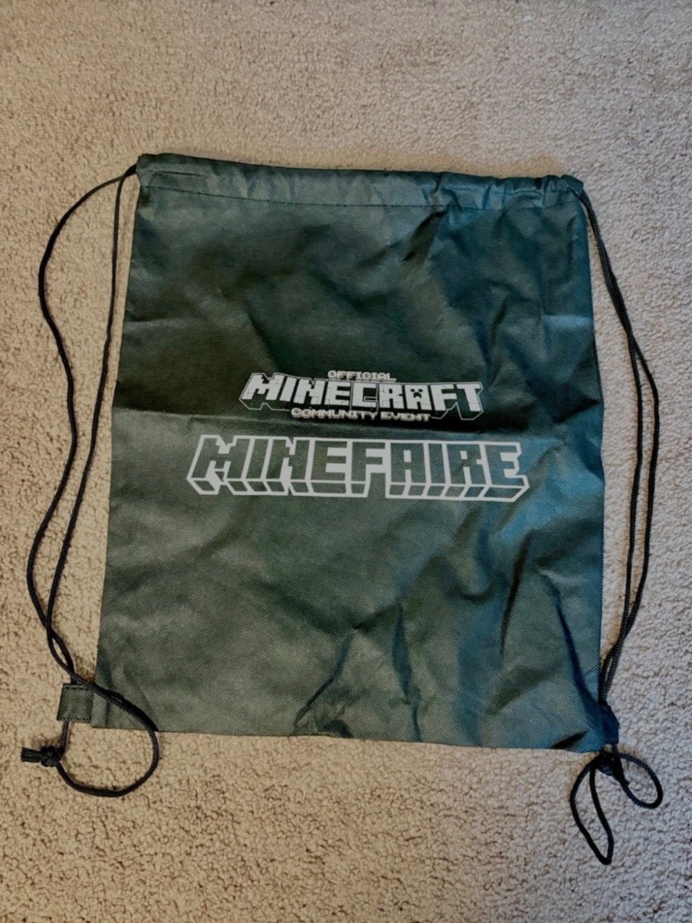 Minecraft Minefaire Drawstring Bag Black Official Community Event Bag Promo RARE